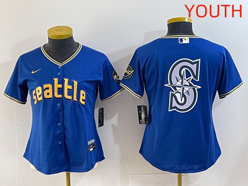 Youth 2025 Seattle Mariners Blank Blue City Edition Nike MLB Jersey style 6